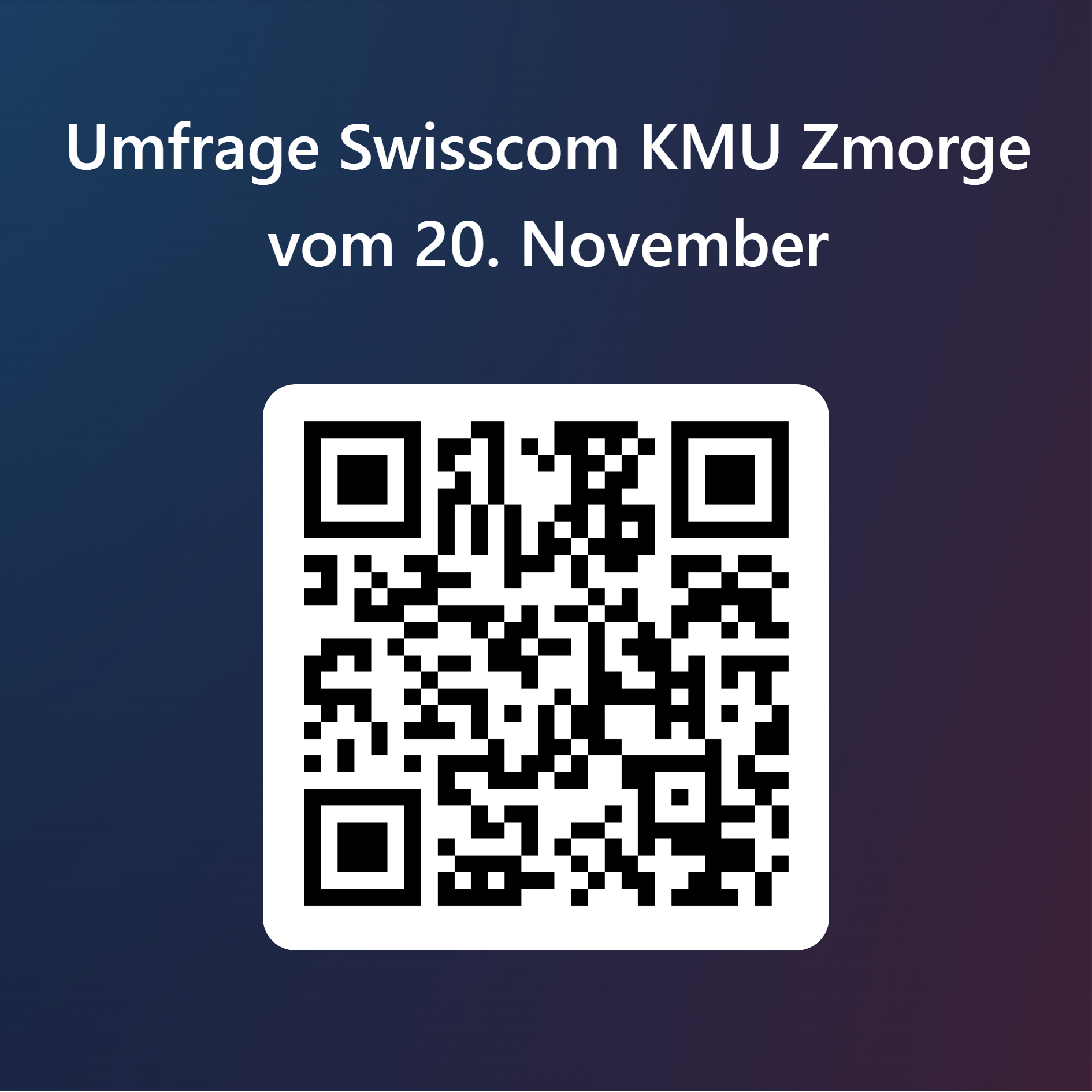 QRCode für Umfrage Swisscom KMU Zmorge vom 20. November